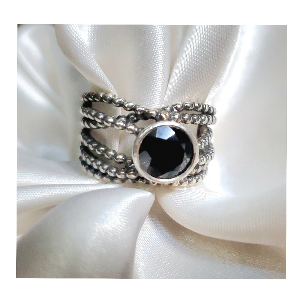 Vtg Didae Shablool Israel Onyx Sterling Silver Wide Band Ring Sz 8  HTF - Picture 2 of 13